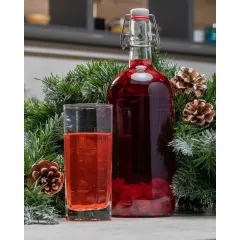 Бутылка с бугельной пробкой, прозрачная, 1 л.