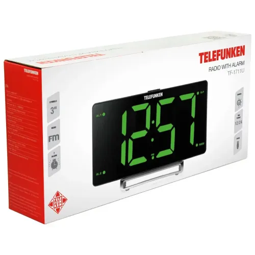 Радиочасы TELEFUNKEN TF-1711U черный с зеленым