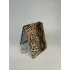 Зеркальце косметическое складное, экокожа, змея, прямоугол., коричневый/золотой/черный