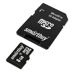 Карта micro-SD 8 GB SMARTBUY (SB8GBSDCL4-01) Class4+ адаптер