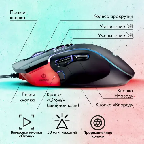 Мышь Оклик GMNG XM004 черный/красный 