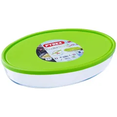 Форма для выпечки стекло Pyrex, Cook&Store XL, овальная, с крышкой, зеленая, 35х24х6 см, 3 л. (346P0