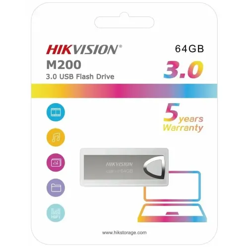 Карта USB3.0 64 GB Hikvision M200 HS-USB-M200/64G/U3 серебристый