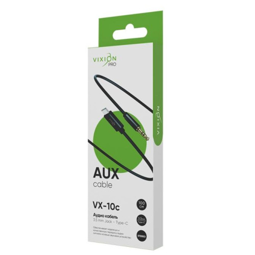 Кабель Type-C - AUX Jack 3.5mm Vixion VX-10c 1m PRO черный