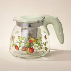 Чайник заварочный, 900 мл, стекло AGNESS, 885-108, ЗЕМЛЯНИКА