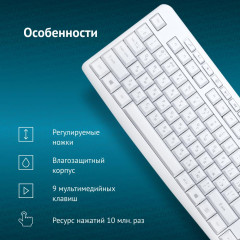 Клавиатура Oklick 305M белый USB