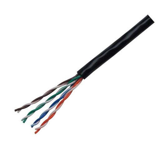 Кабель витая пара UTP 4 пары cat5E solid 0.5мм CCA molded 305м черный outdoor