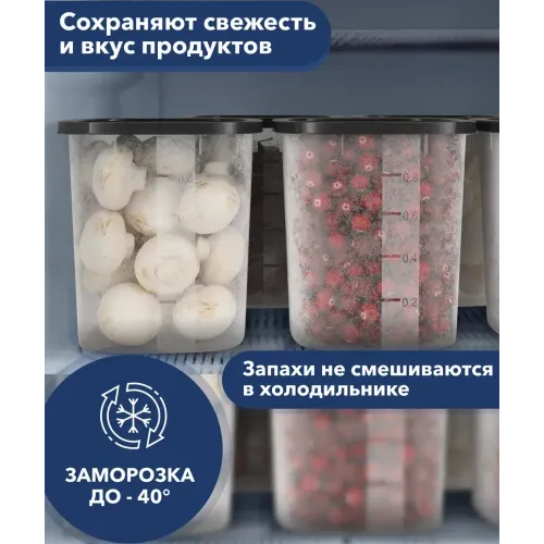 Контейнер пласт. GOOD&GOOD, квадрат, 2000 мл., прозрачный/черная крышка