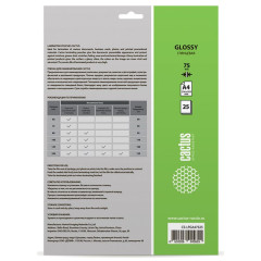 Пленка для ламинирования Cactus 75мкм A4 (25шт) глянцевая CS-LPGA47525