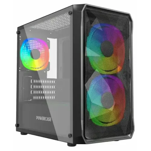 Корпус POWERCASE Mistral Micro A3B ARGB,Tempered Glass, 2x 140mm ARGB PWM+1x 120mm ARGB PWM, чёрный