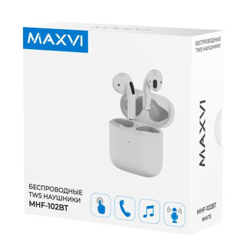 Гарнитура Bluetooth Maxvi TWS MHF-102BT белый