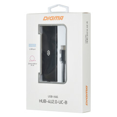 Коммутатор USB 2.0 DIGMA HUB-4U2.0-UC-B 4порт. черный