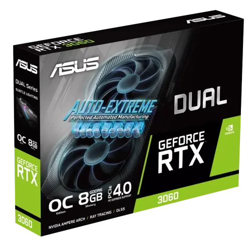 Видеокарта Asus PCI-E 4.0 DUAL-RTX3060-O8G NV RTX3060 8192Mb 128 GDDR6 1837/15000/HDMIx1/DPx3/HDCP R