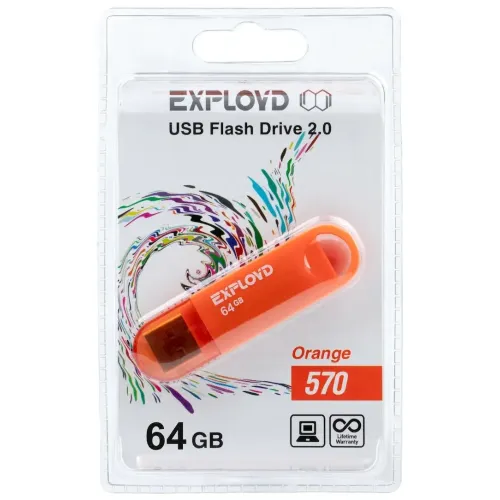 Карта USB2.0 64 GB EXPLOYD 570 оранжевый