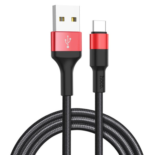 Кабель USB 2.0 A вилка - Type C 1 м HOCO X26 Xpress черно-красный