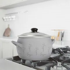 Кастрюля Home Флёр, эмаль, индукция, серая, 4,2 л (*7)