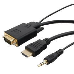 Кабель HDMI - VGA + 3.5Jack 1.8м черный (A-HDMI-VGA-03-6)