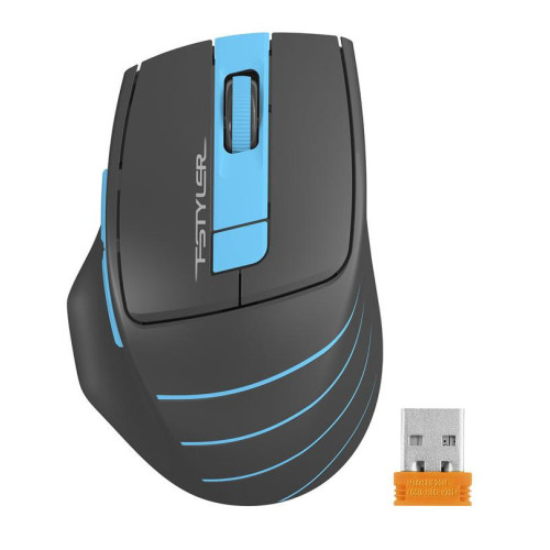 Мышь A4 Fstyler FG30 серый/синий оптическая (2000dpi) беспроводная USB (5but) голубая