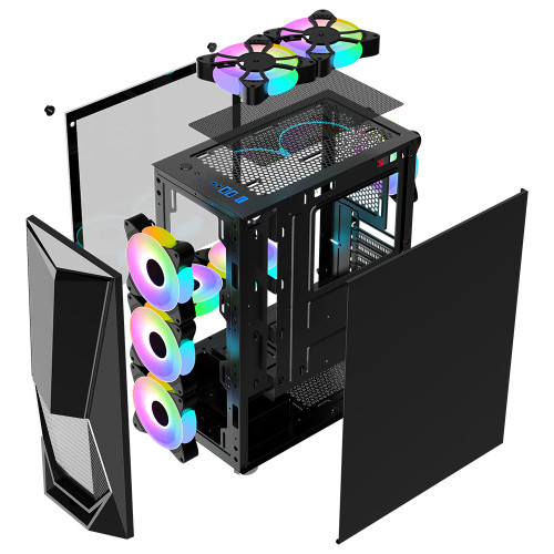 Корпус 1STPlayer DK-3 MidiTower ATX LED (DK-3-BK-3G6)