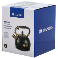 Чайник со свистком Daniks GS-04517G, индукция, нерж., черный, 3 л.(446895)