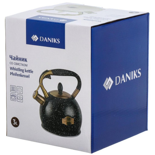 Чайник со свистком Daniks GS-04517G, индукция, нерж., черный, 3 л.(446895)