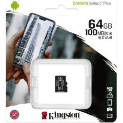 Карта micro-SD 64 GB Kingston SDCS2/64GbSP Canvas Select Plus Class10 w/о adapter