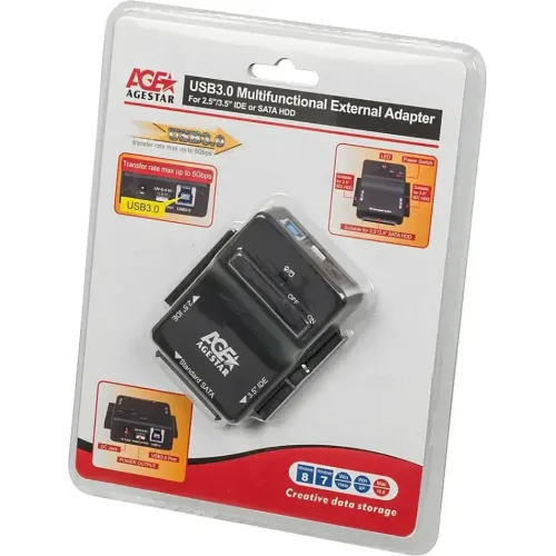 Док станция для HDD AgeStar 3FBCP1 IDE SATA IDE пластик черный 2.5