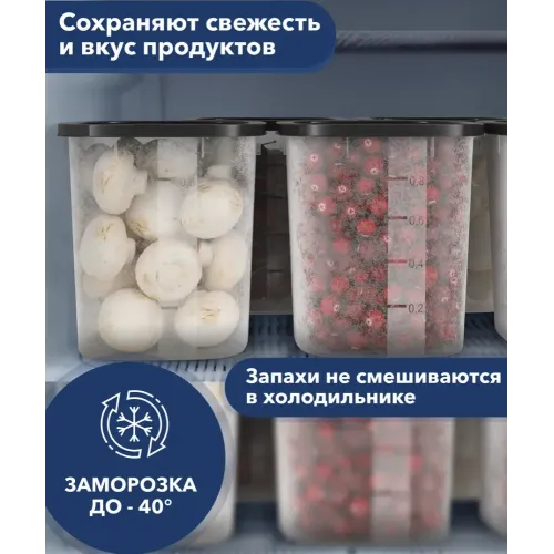 Контейнер пласт. GOOD&GOOD, квадрат, 1000 мл., прозрачный/черная крышка