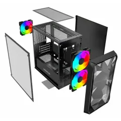 Корпус POWERCASE Mistral Micro A3B ARGB,Tempered Glass, 2x 140mm ARGB PWM+1x 120mm ARGB PWM, чёрный