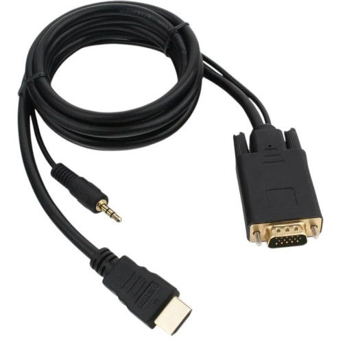 Кабель HDMI - VGA + 3.5Jack 1.8м черный (A-HDMI-VGA-03-6)