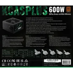 Блок питания Aerocool ATX 600W KCAS PLUS 600 80+ bronze (24+4+4pin) APFC 120mm fan 7xSATA RTL