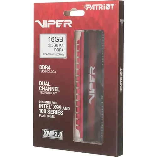 Память DDR4 16384Mb 3200MHz Patriot PV416G320C6K Viper 4 RTL PC4-25600 CL16 288-pin 2х8Gb