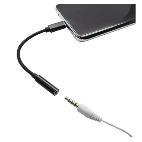 Кабель Type-C - AUX Jack 3.5mm Vixion VX-13c 0.1m PRO темно-серый