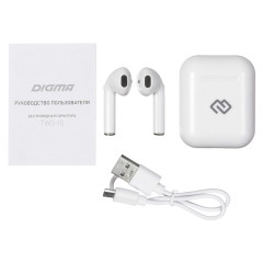 Гарнитура Bluetooth Digma TWS-10 белый