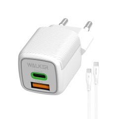 СЗУ WALKER 3А WH-71 GaN 33Вт, USB/Type-C, поддержка QC/PD + кабель Type-C-Type