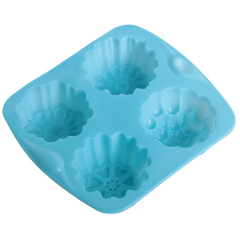 Форма для выпечки силикон Доляна «Цветы»,14х16 см, 4 ячейки (114006)