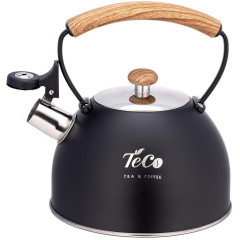 Чайник со свистком TECO TC-127, с дер. ручкой, черный, 2,5 л.