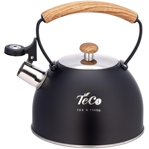 Чайник со свистком TECO TC-127, с дер. ручкой, черный, 2,5 л.