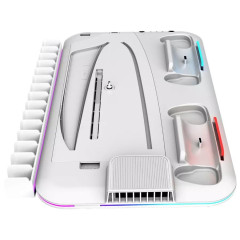 Зарядная док станция STK DZ-504 для Sony PS5 Slim c охлаждением, подсветкой, белая