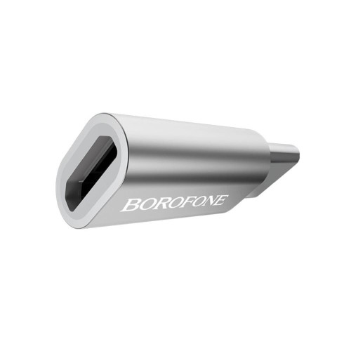 Переходник microUSB to Type-C Borofone BV4 серебро