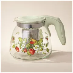 Чайник заварочный, 900 мл, стекло AGNESS, 885-108, ЗЕМЛЯНИКА