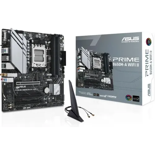 М/П SOC-AM5 ASUS PRIME B650M-A WIFI II RTL AMD B650, 4*DDR5, 4*SATA 6G RAID, 2*M.2