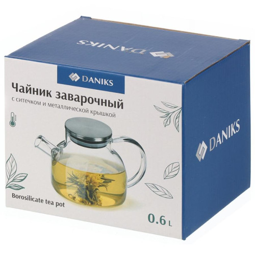 Чайник заварочный, 600 мл, стекло Daniks, с ситечком (Y4-6131)(423124)