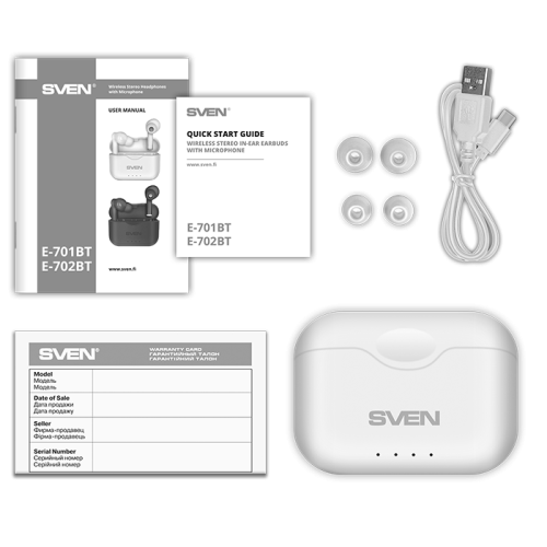 Гарнитура Bluetooth SVEN E-701BT белый