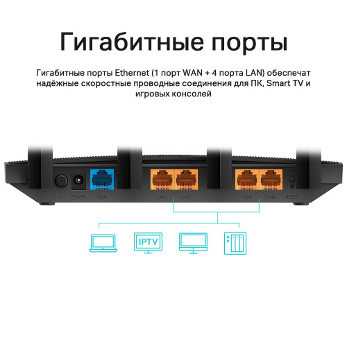 Маршрутизатор TP-LINK Archer C6U AC1200 10/100/1000BASE-TX/4G ready черный