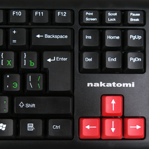 Клавиатура NAKATOMI KN-02U черный-красный