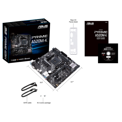 М/П SOC-AM4 Asus PRIME A520M-K 2xDDR4 mATX AC`97 8ch(7.1) GbLAN RAID+VGA+HDMI