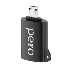Адаптер USB 2.0 A вилка -  microUSB Pero AD02 OTG черный (*3)