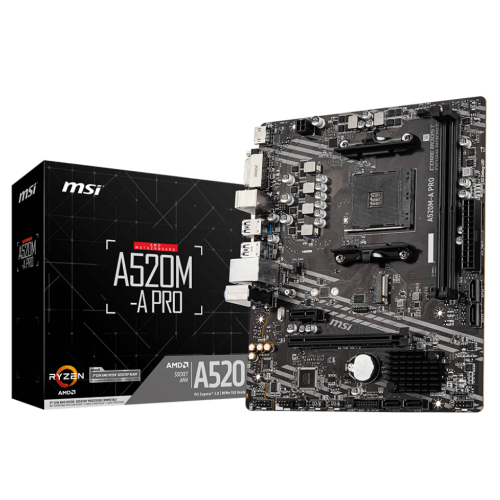 М/П SOC-AM4 MSI A520M-A PRO AMD A520 2xDDR4 mATX AC`97 8ch(7.1) GbLAN RAID+DVI+HDMI