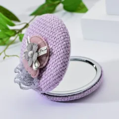 Зеркальце косметическое складное, Узор , круглое., ткань